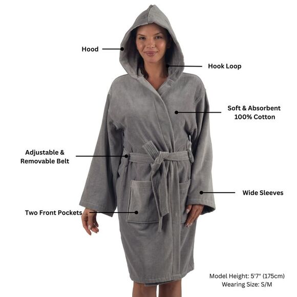 Alpine Swiss Stacy Women Hooded Bathrobe Cotton Terry Cloth Robe for Women Super - Picture 2 of 8